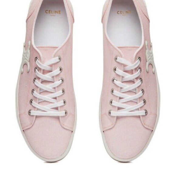 CELINE Jane Triomphe Patch Platform Block Wedge Trainer Low Top Sneakers 39/40 - Picture 3 of 11